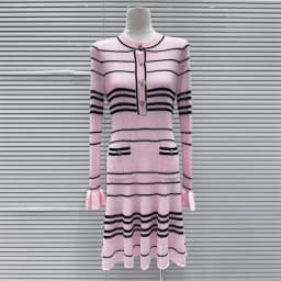 2026 Spring New Women's SweetLong-Sleeved Striped Knit Dress High-Quality FashionableCasual Vacation Elastic Slim Fit Long Dress