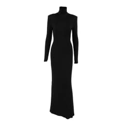 TWOTWINSTYLE Black Turtleneck Backless Maxi Dresses Female Long Sleeve Slimming Minimalist High End Style for Luxury Cocktails