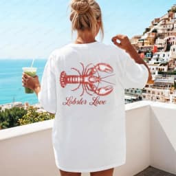 Lobster Love Tee Fisherman T-Shirt New England Fisherman Aesthetic TShirt Coastal Vibes Apparel Beach Retro Tshirt Y2k Tops Tee