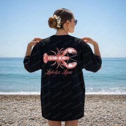 Lobster Love Tee Fisherman T-Shirt New England Fisherman Aesthetic TShirt Coastal Vibes Apparel Beach Retro Tshirt Y2k Tops Tee