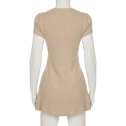 Casual Sold A-Line Dress Elegant Slim Fitting Button V-Neck Short Sleeve Mini Dresses For Women 2025 Fashion Streetwear Ladies
