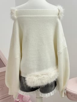 Qiukichonson Thick Fluffy Knit Sweater Top Womens Lantern Sleeve Autumn Winter Slash Neck Japanese Style Cartoon Pullover femme