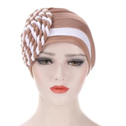 2026 Two-color Trendy India Turban Bonnet Arab Wrap Head Scarf Ready to Wear Hijab Hat Muslim Headdress Woman Inner Hijab Caps