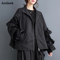 Black Solid Color Ruched Oversize Jacket Women's Casual Loose All Match Fashion Stand Collar Vintage Coat Spring Autumn 2026