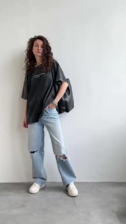 Hirsionsan Y2k Quality Oversized Acid Washed T Shirt Women Vintage Print T-shirts Streetwear Wash Tee Girl Luxury Brand Tops