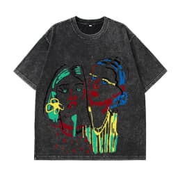Hirsionsan Y2k Quality Oversized Acid Washed T Shirt Women Vintage Print T-shirts Streetwear Wash Tee Girl Luxury Brand Tops