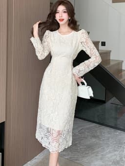 Summer White Lace Hook Flower Hollow Midi Dress Women Fashion Chic Luxury Party Evening Dress 2026 Korean Vintage Festival Dress