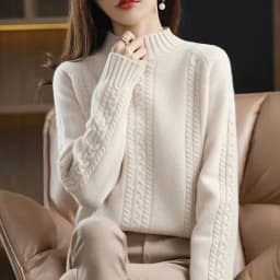 Velvet/Non Velvet Autumn/Winter Half High Collar Sweater Women's Outerwear Winter New Style Interior Top Bottom Knitted Sweater