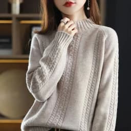 Velvet/Non Velvet Autumn/Winter Half High Collar Sweater Women's Outerwear Winter New Style Interior Top Bottom Knitted Sweater