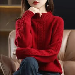 Velvet/Non Velvet Autumn/Winter Half High Collar Sweater Women's Outerwear Winter New Style Interior Top Bottom Knitted Sweater