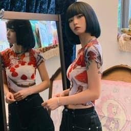 Karrram Y2k Aesthetics Mesh Tops Grunge Graphic Crop Top Korean Fashion Designer Clothes 2000s Harajuku Sheer Top E-girls Tshirt
