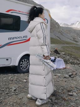 X-Long Ankle Length Women Hoodie Down Overcoat Winter Thicken Warm Jacket Fashion Striped Coat Hooded Snowwear