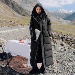 X-Long Ankle Length Women Hoodie Down Overcoat Winter Thicken Warm Jacket Fashion Striped Coat Hooded Snowwear