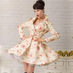 Women Windbreaker Mid Length Autumn New 2023 Trendy Westernized Large Lapel Print With Waistband Skirt Hem For Women's Outerwear