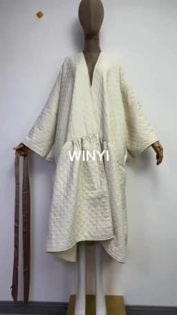 WINYI high qualityWinter Women's Long Coat Cotton Padded Jacket Casual Loose Street Style Belt Jacket Oversize dress KIMONO