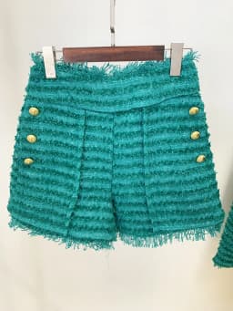 HIGH STREET Newest 2026 FW Designer Women's Tassel Fringed Tweed Shorts