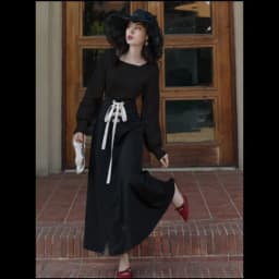 2025 New Korean Women's Graceful Vintage Clothing Lady Square Collar Sweater Red Skirts Outfits French Long Sleeve Knit Pullover