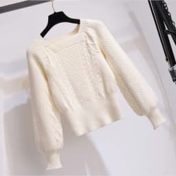 2025 New Korean Women's Graceful Vintage Clothing Lady Square Collar Sweater Red Skirts Outfits French Long Sleeve Knit Pullover
