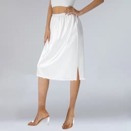 Satin Underskirt Women's Solid Color Elastic Waist Lace Trim Skirt for Under Dresses Anti-Penetrating Lining Petticoat