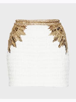 HIGH STREET Newest 2026 F/W Designer Skirts Women's Stunning Metallic Diamonds Strass Handwork Beaded Tweed Mini Skirt