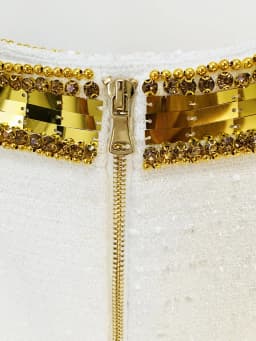HIGH STREET Newest 2026 F/W Designer Skirts Women's Stunning Metallic Diamonds Strass Handwork Beaded Tweed Mini Skirt