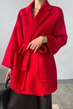 RosEvans Winter Cashmere Coat Women Mid-length Wool Coat Jackets Water Ripples New Autumn 20% Cashmere Camel Coat Commuting