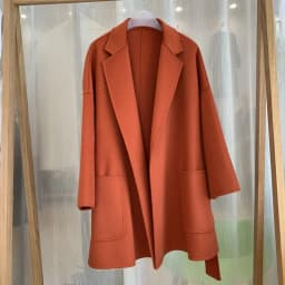 RosEvans Winter Cashmere Coat Women Mid-length Wool Coat Jackets Water Ripples New Autumn 20% Cashmere Camel Coat Commuting