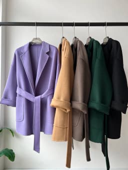 RosEvans Winter Cashmere Coat Women Mid-length Wool Coat Jackets Water Ripples New Autumn 20% Cashmere Camel Coat Commuting
