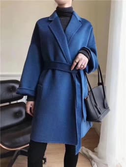 RosEvans Winter Cashmere Coat Women Mid-length Wool Coat Jackets Water Ripples New Autumn 20% Cashmere Camel Coat Commuting