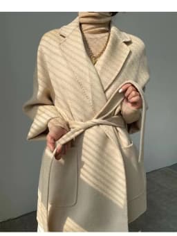RosEvans Winter Cashmere Coat Women Mid-length Wool Coat Jackets Water Ripples New Autumn 20% Cashmere Camel Coat Commuting
