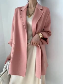 RosEvans Winter Cashmere Coat Women Mid-length Wool Coat Jackets Water Ripples New Autumn 20% Cashmere Camel Coat Commuting