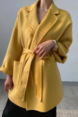 RosEvans Winter Cashmere Coat Women Mid-length Wool Coat Jackets Water Ripples New Autumn 20% Cashmere Camel Coat Commuting