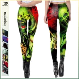 Nadanbao Halloween Funny Holiday Party Leggings Women Skeleton Print Sexy Tights Trousers Female Mid Waist Elastic Pants