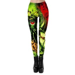 Nadanbao Halloween Funny Holiday Party Leggings Women Skeleton Print Sexy Tights Trousers Female Mid Waist Elastic Pants