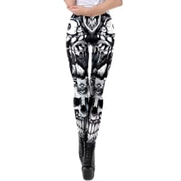 Nadanbao Halloween Funny Holiday Party Leggings Women Skeleton Print Sexy Tights Trousers Female Mid Waist Elastic Pants