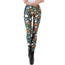 Nadanbao Halloween Funny Holiday Party Leggings Women Skeleton Print Sexy Tights Trousers Female Mid Waist Elastic Pants