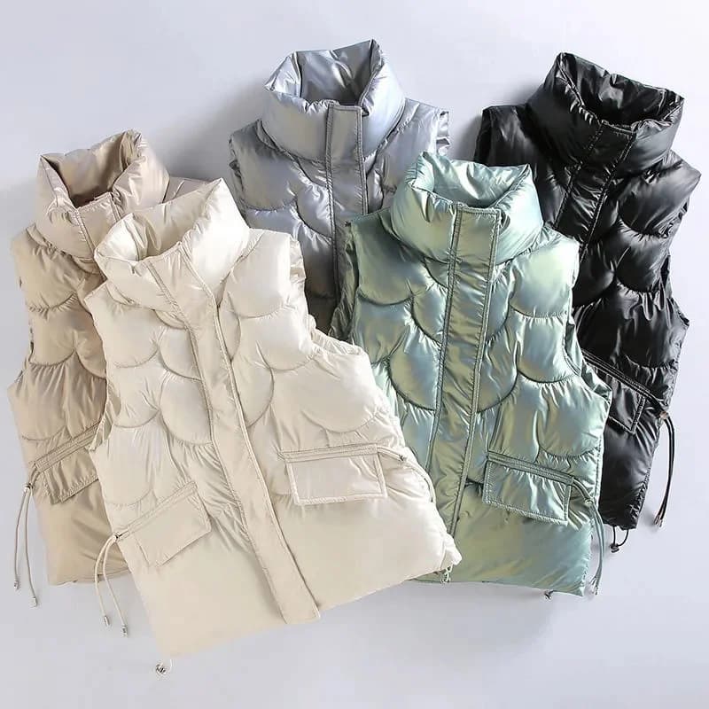 New Women Winter Vests Cotton Padded Sleeveless Coat Female Waterproof Waistcoat Student Short Vest Jacket Chaleco Mujer