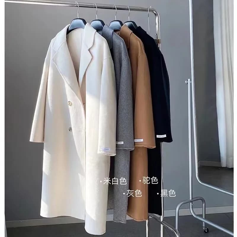 2025 Autumn Women Drouble Breasted Woolen Coat Fashion Loose Style Women Winter Clothes Long Coats Tops New