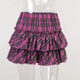 High Waist Slim Lolita Cosplay Y2k Skirt Japanese College Style Youth Girl Plaid Skirt Female Goth Skirt Pink Skirt