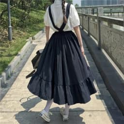 New Sweet Women Skirt Preppy Style Strap Long Skirt Ruffles Loose Cute Student Casual Skirt Female Skirts 2026 HOT