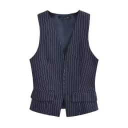 KEYANKETIAN Summer New Hidden Buckle Navy Blue Striped Vest British Style Women's V-Neck Slim Short Cardigan Sleeveless Top