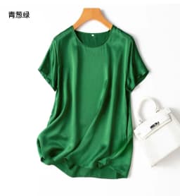 Tajiyane Women 100% Mulberry Silk 19 Momme half sleeve Round Neck Top Shirt Blouse T-shirt More Colors women's tops ropa mujer
