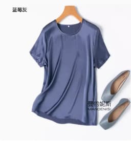 Tajiyane Women 100% Mulberry Silk 19 Momme half sleeve Round Neck Top Shirt Blouse T-shirt More Colors women's tops ropa mujer