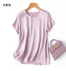 Tajiyane Women 100% Mulberry Silk 19 Momme half sleeve Round Neck Top Shirt Blouse T-shirt More Colors women's tops ropa mujer