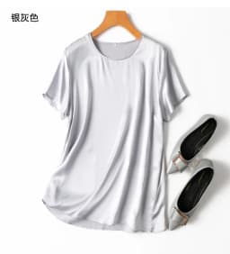Tajiyane Women 100% Mulberry Silk 19 Momme half sleeve Round Neck Top Shirt Blouse T-shirt More Colors women's tops ropa mujer