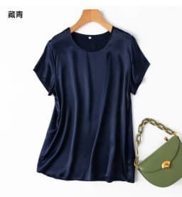 Tajiyane Women 100% Mulberry Silk 19 Momme half sleeve Round Neck Top Shirt Blouse T-shirt More Colors women's tops ropa mujer