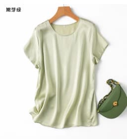 Tajiyane Women 100% Mulberry Silk 19 Momme half sleeve Round Neck Top Shirt Blouse T-shirt More Colors women's tops ropa mujer