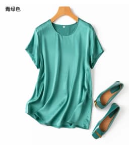 Tajiyane Women 100% Mulberry Silk 19 Momme half sleeve Round Neck Top Shirt Blouse T-shirt More Colors women's tops ropa mujer