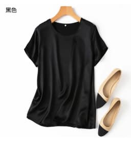 Tajiyane Women 100% Mulberry Silk 19 Momme half sleeve Round Neck Top Shirt Blouse T-shirt More Colors women's tops ropa mujer