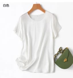 Tajiyane Women 100% Mulberry Silk 19 Momme half sleeve Round Neck Top Shirt Blouse T-shirt More Colors women's tops ropa mujer